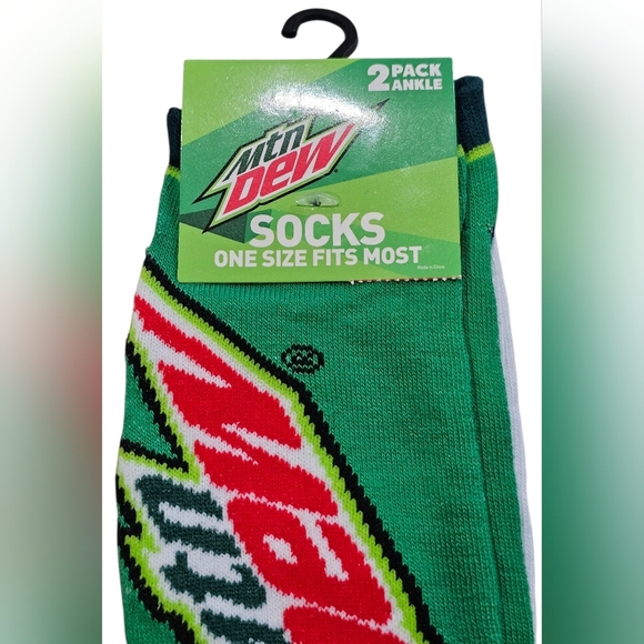 Mtn Dew Adult 2 Pack Ankle Socks. One Size Fits Most. New! - Picture 2 of 3